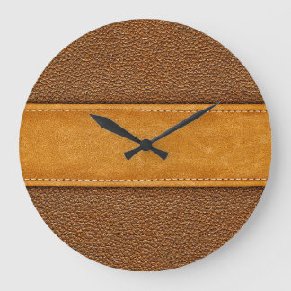 Läderluxe: Stitched Brown Elegance Stor Klocka