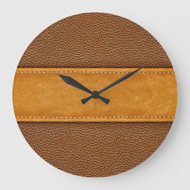 Läderluxe: Stitched Brown Elegance Stor Klocka (Framsida)