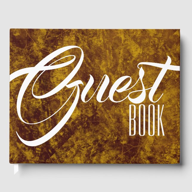 Lädermarmor | Brown guld Decorative Gästböcker (Framsida)