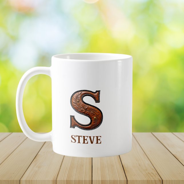 Lädermonogram Initial S Kaffemugg (Skapare uppladdad)