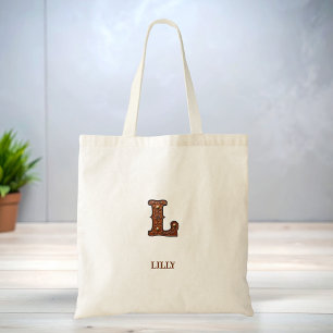 Lädermonogram Västerländsk Initial L Tygkasse