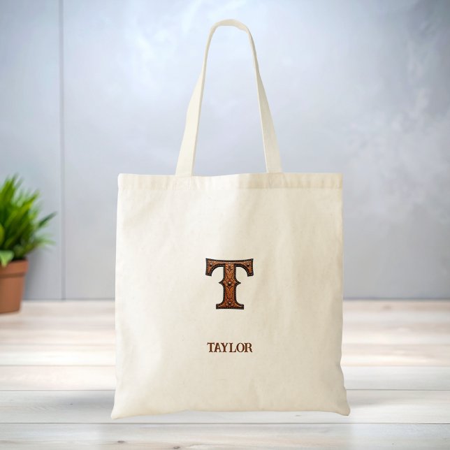 Lädermonogram Västerländsk Initial T Tygkasse (Skapare uppladdad)