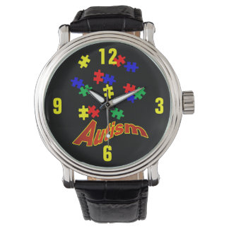 Läderremsa för Vintage av autism Armbandsur