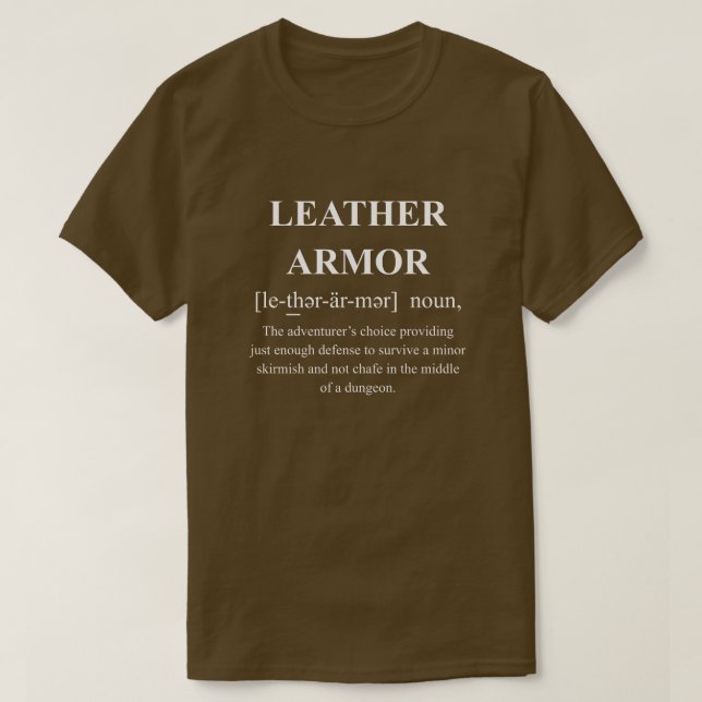 Läderrustning Rollig RPG-definition med vit text T Shirt (Design framsida)