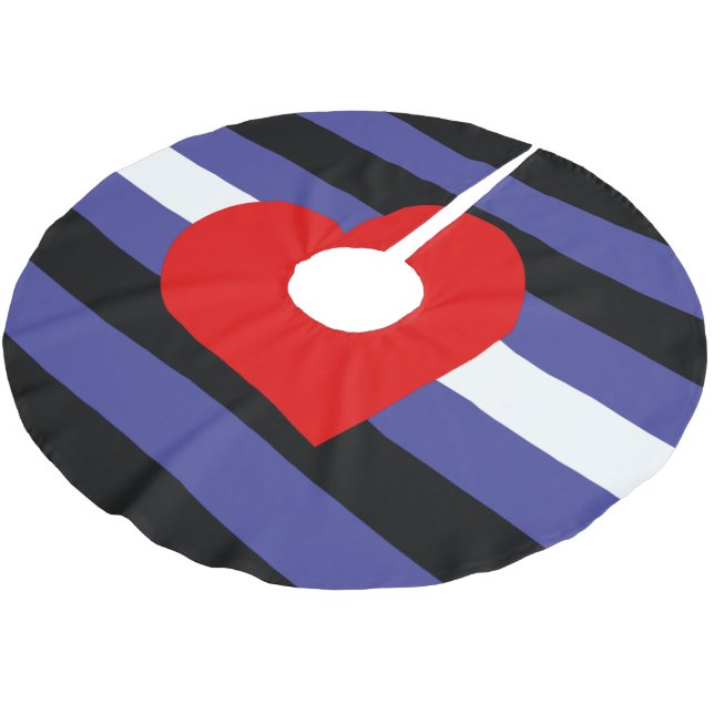 Läderstolthetsflagga och hjärta julgransmatta borstad polyester (Vinklad)