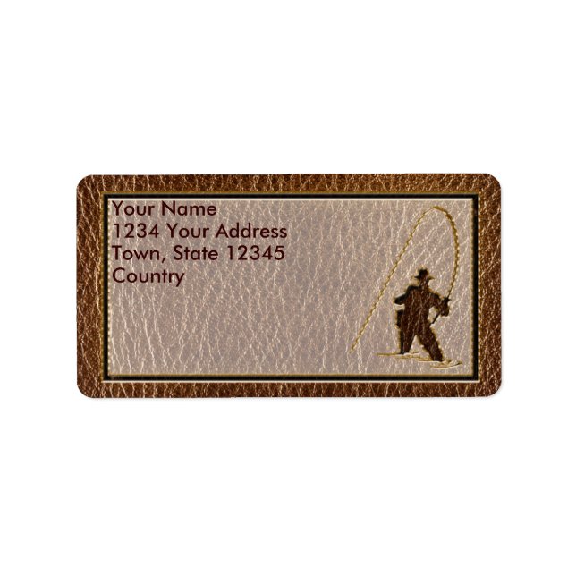 Lädersynt fiskare adressetikett (Framsidan)