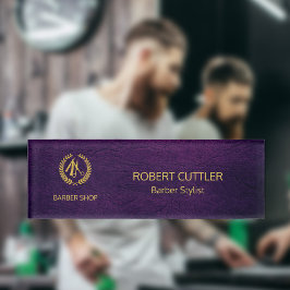 Läderutseende i lila i lyxbarber (guld)