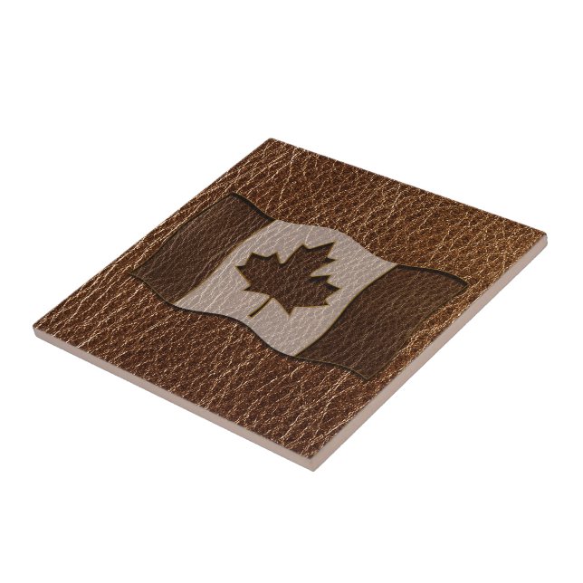 Läderutseende Kanada-Flagga Kakelplatta (Sidan)
