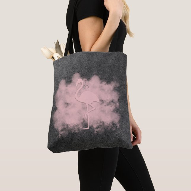 Läderutseende Rosa Flamingo Cloud Tote Tygkasse (Närbild)