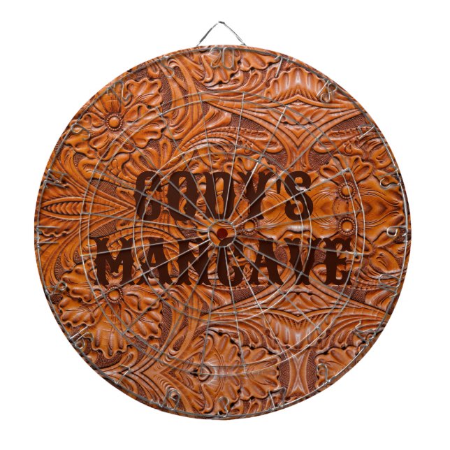 Läderutskrift i westerna land, Cowboy Rustic Darttavla (Framsidan)