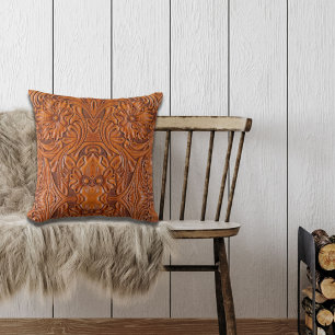 Läderutskrift i westerna land, Cowboy Rustic Kudde