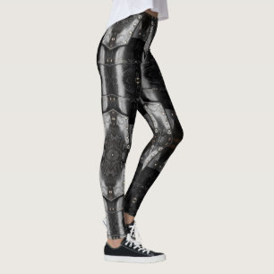 Lädervikarmer Abstract Design, svart Leggings