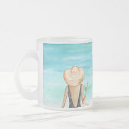 ladie på stranden frostad glasmugg