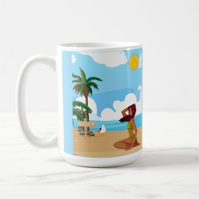 ladie på stranden kaffemugg (Vänster)