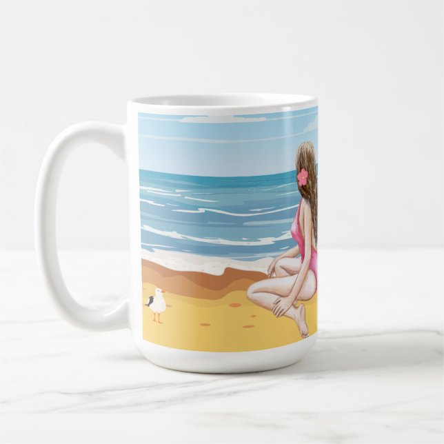 ladie på stranden kaffemugg (Vänster)