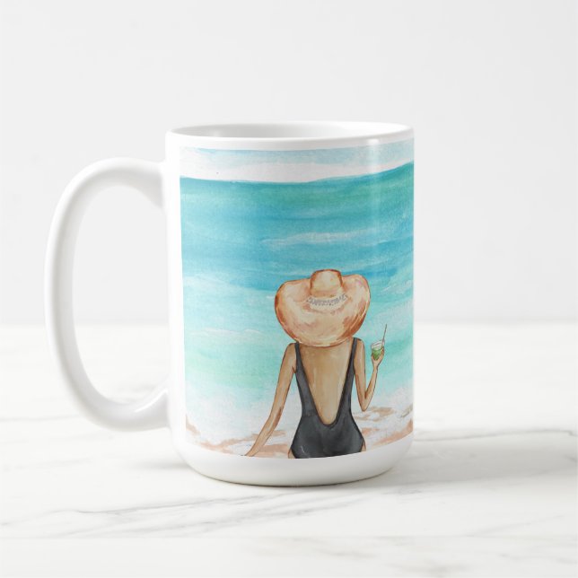 ladie på stranden kaffemugg (Vänster)