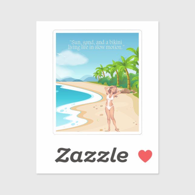 ladie på stranden klistermärken (Ark)