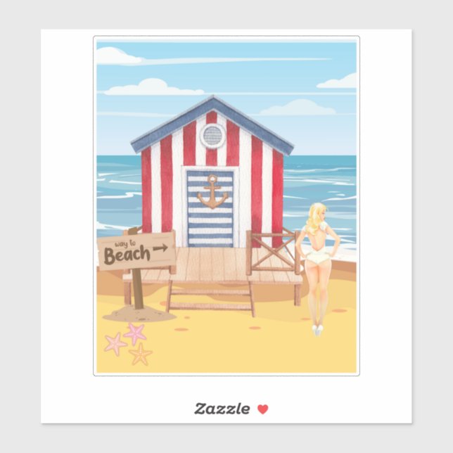 ladie på stranden klistermärken (Ark)