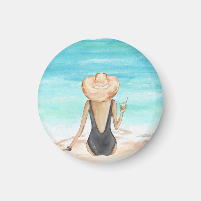 ladie på stranden magnet (Framsidan)