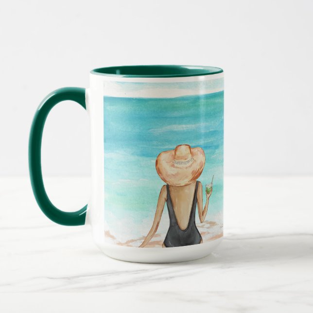 ladie på stranden mugg (Vänster)