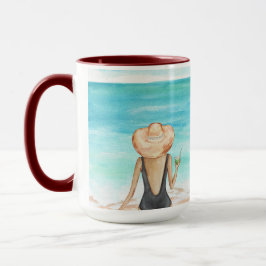 ladie på stranden mugg