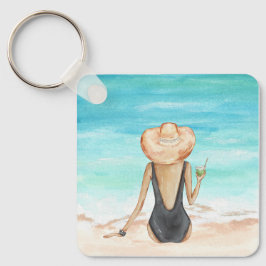 ladie på stranden nyckelring