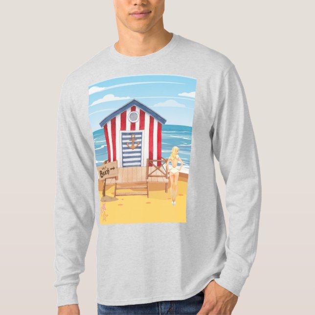 ladie på stranden t shirt (Framsida)