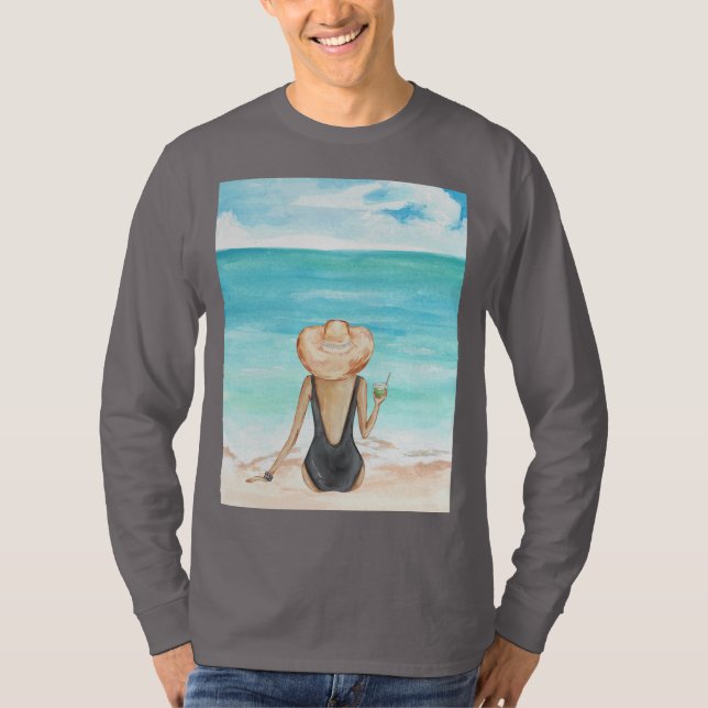 ladie på stranden t shirt (Framsida)