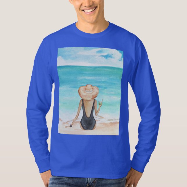 ladie på stranden t shirt (Framsida)