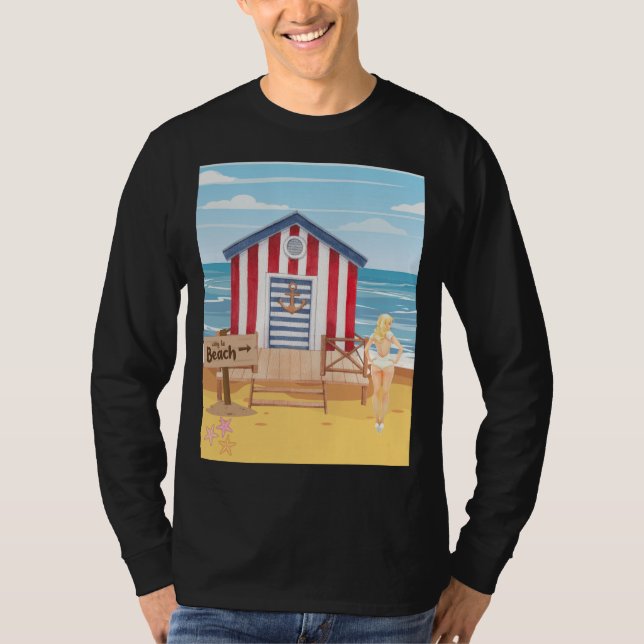 ladie på stranden t shirt (Framsida)