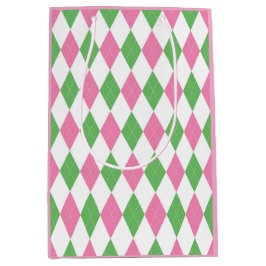 Ladies Golf League Gift Bag – Pink & Green Argyle
