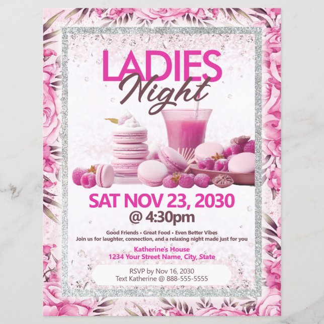 Ladies Night Party Pink Flyer Template (Framsidan)