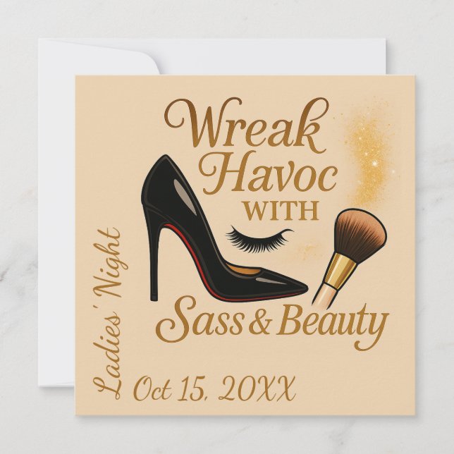 Ladies' Night Sass Wreak Havoc Glam Party Invite Inbjudningar (Framsida)