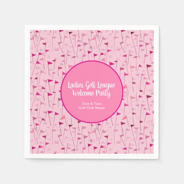 Ladies Pink Golf Flag Paper Napkins Pappersservett (Framsidan)