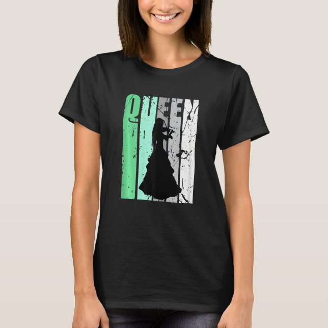 Ladies Violinist Queen Cute Cool Design Motivate V T Shirt (Framsida)