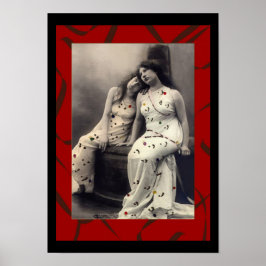 Ladies with long hair Victorian image Poster