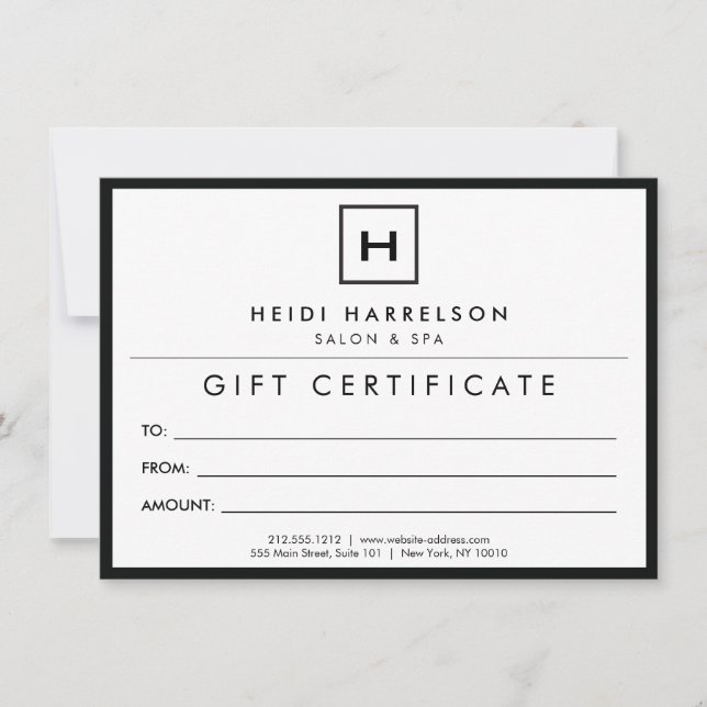 Lådlogo med din initial svart/vit presentkort (Framsida)