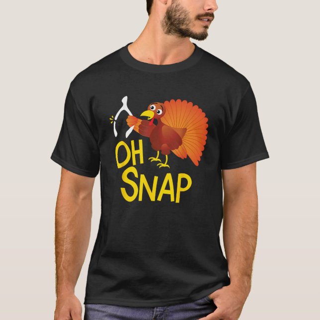 Lädny Oh Snap Thanksgiving Turkey Cute Wishbone Bo T Shirt (Framsida)