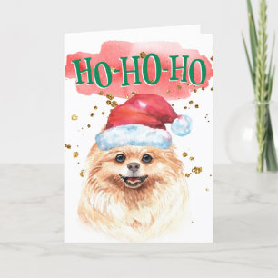 Lädny Pommansk hund Santa yappy howlidays Helgkort