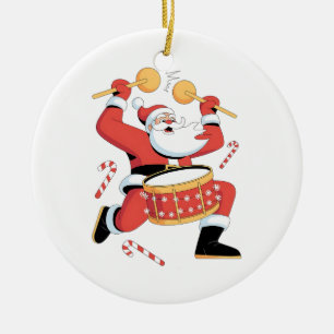 Lädny Santa Drummer Ugly jul Julafton Drumming Julgransprydnad Keramik