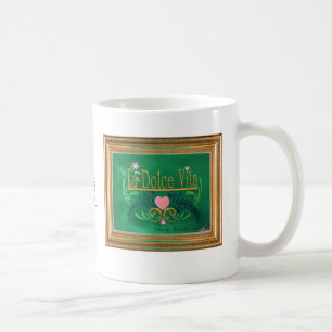 LaDolce Vita grönt med rosa hjärta i guld- ram Kaffemugg
