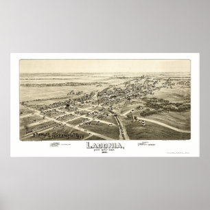 Ladonia panorama- karta för TX - 1891 Poster
