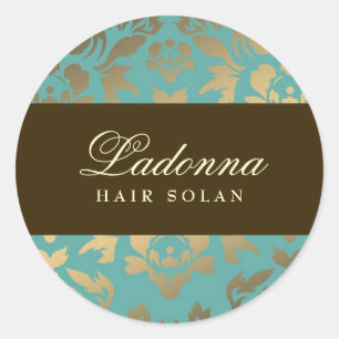 Ladonna Damask Brown Topaz Runt Klistermärke