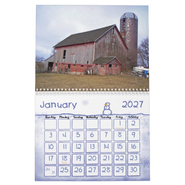 Ladugårdar av norr Iowa Kalender (Jan 2027)