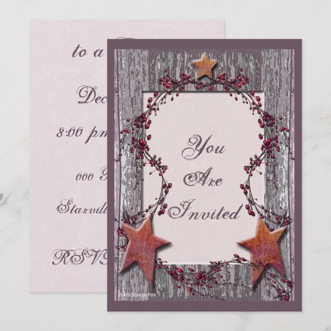 Ladugården stiger ombord rostade stjärnor inbjudningar (Fram/baksida)