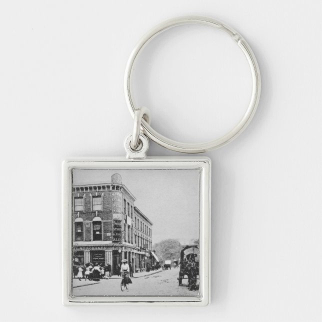 Ladugårdkrog, Highbury, c.1900 Fyrkantig Silverfärgad Nyckelring (Framsidan)