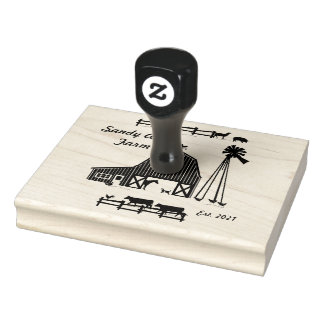 Ladugårdskor Wood Art Frimärke Stämpel