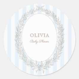 Laduree Fransk Caffee Bonjour Bebe Blue Rand Runt Klistermärke