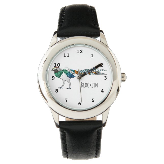 Lady Amhersts fasanfågel tecknad illustration  Armbandsur (Framsida)