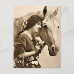 Lady and Horse Vykort
